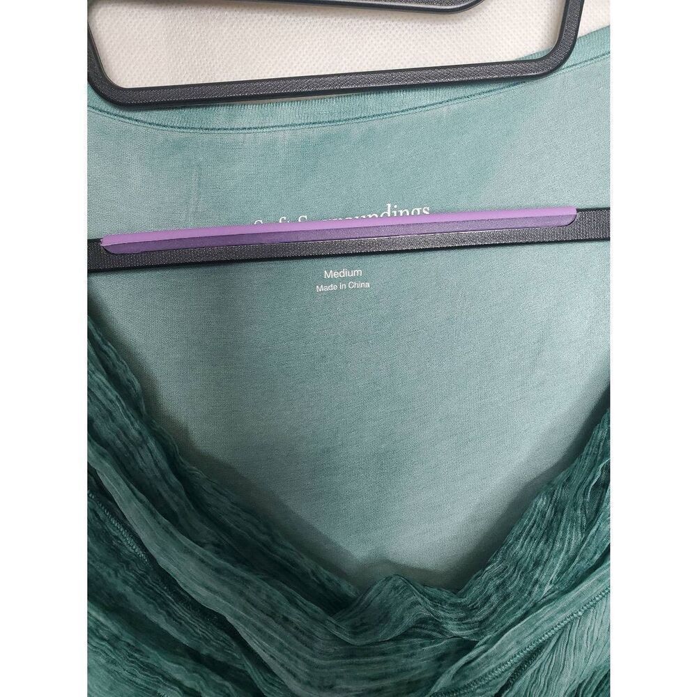 Soft Surroundings Silk Beaux Arts Cowl Neck Embellished Green Fairy Tunic Top - Picture 2 of 6